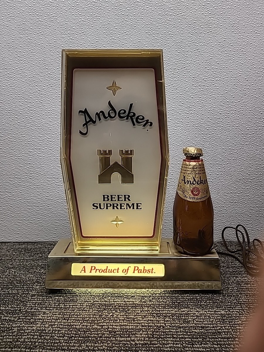 1970s Pabst Andeker Beer Back Bar Light Up Bottle Advertising Sign