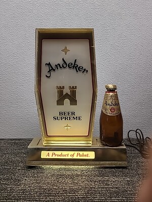 1970s Pabst Andeker Beer Back Bar Light Up Bottle Advertising Sign