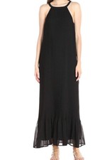 Lark Women's Sleeveless Micro Pleated Ruffled Chiffon Maxi Dress, S, L, XL