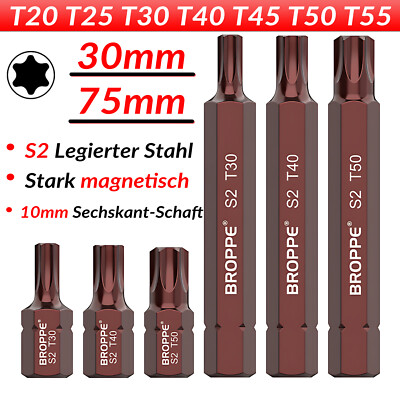 Torx Schraubendreher Bit Satz T20 T25 T30 - T55 Magnetisch 10mm Sechskantschaft