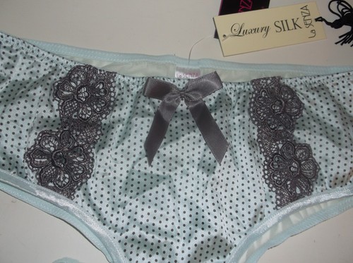 Bnwt La Senza Georgia Shorts 8 10 12 14 16 18 Aqua Silk Mocha Lace - Picture 2 of 3