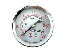 Air Pressure Gauge 2" Dial Center Back Mount 1/8"NPT - 0 to 60PSI