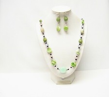Randomly Mixed Glass Bead Necklace/Earrings Set