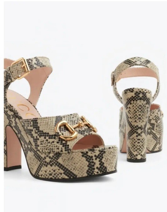 Gucci Calfskin Snakeskin Print Horsebit Platform Sandal size 40 $40+