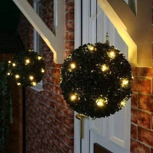 2 x Gorgeous Topiary Balls Garden 20 LED Solar Lights Hanging Dual