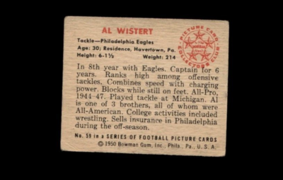 1950 Bowman #59 Whitey Wistert Eagles VG | eBay