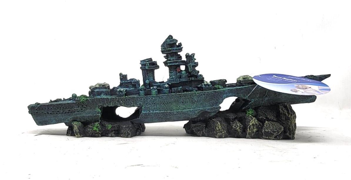 Penn-Plax Deco-Replicas Sunken Battleship Aquarium Decoration