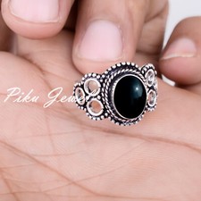 Natural Black Onyx Gemstone 925 Sterling Silver Party Wear Ring For Anyone