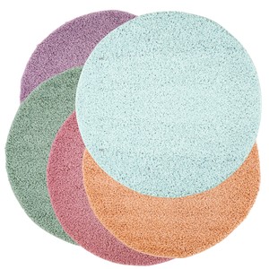 Shaggy Pastell Runder Teppich Hochflor Langflor Einfarbig Aus