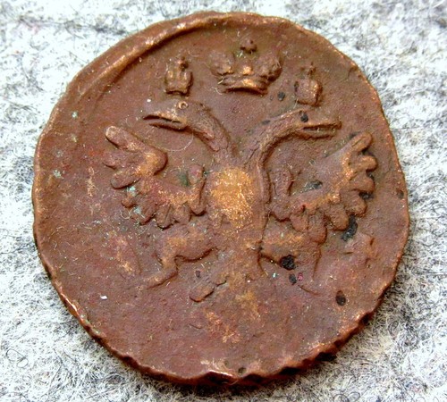 RUSSIA EMPIRE ANNA 1736 DENGA - 1/2 KOPEK, COPPER - Picture 2 of 4