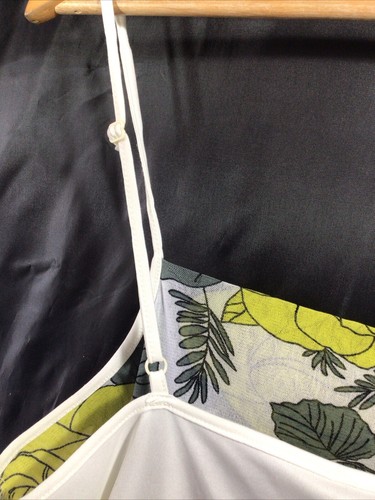 Coast Ivory / Green Floral Mesh Panel Stretchy Cami Top Size 16 VGC - Picture 5 of 5