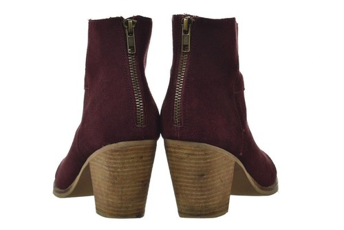 Steve Madden Womens Shoes Size 8.5 Wine Red Solid Suede Ankle Boots Casual - Picture 4 of 6