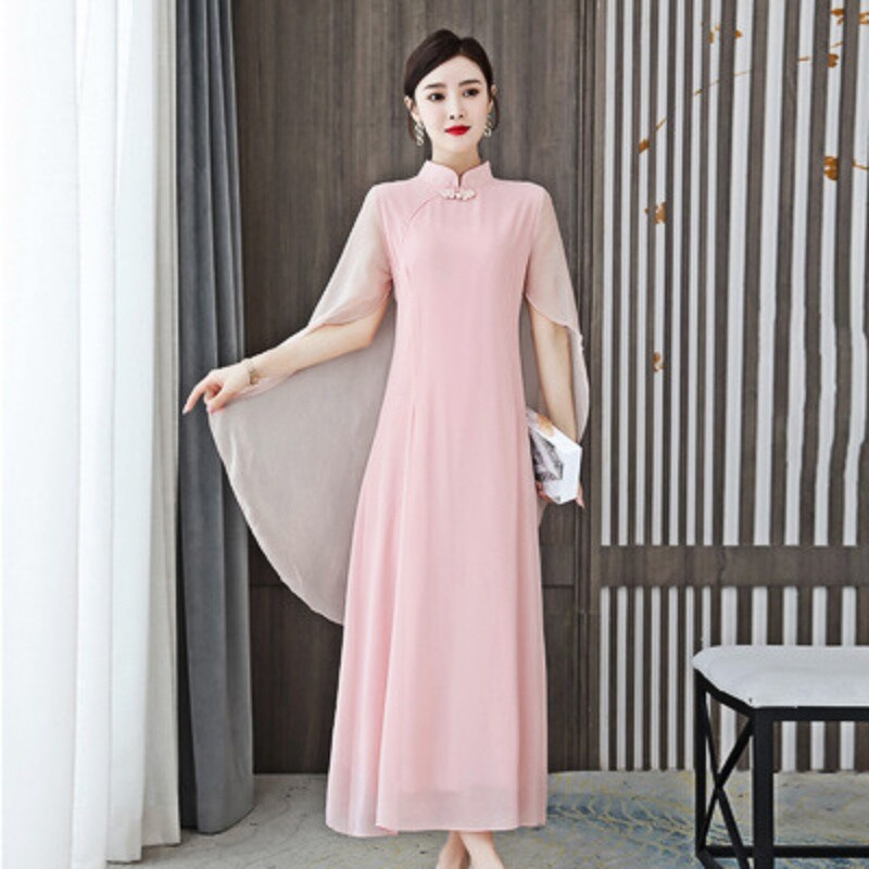 Lady Chinese Cheongsam Qipao Long Dress Maxi Chiffon Mandarin Collar Ethnic Slim | eBay Lady Chinese Cheongsam Qipao Long Dress Maxi Chiffon Mandarin Collar Ethnic Slim | eBay