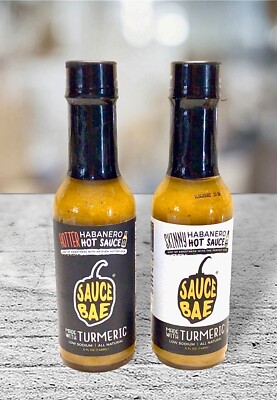 2 Sauce Bae Skinny Habanero Hot Sauce & Hotter W/ Turmeric