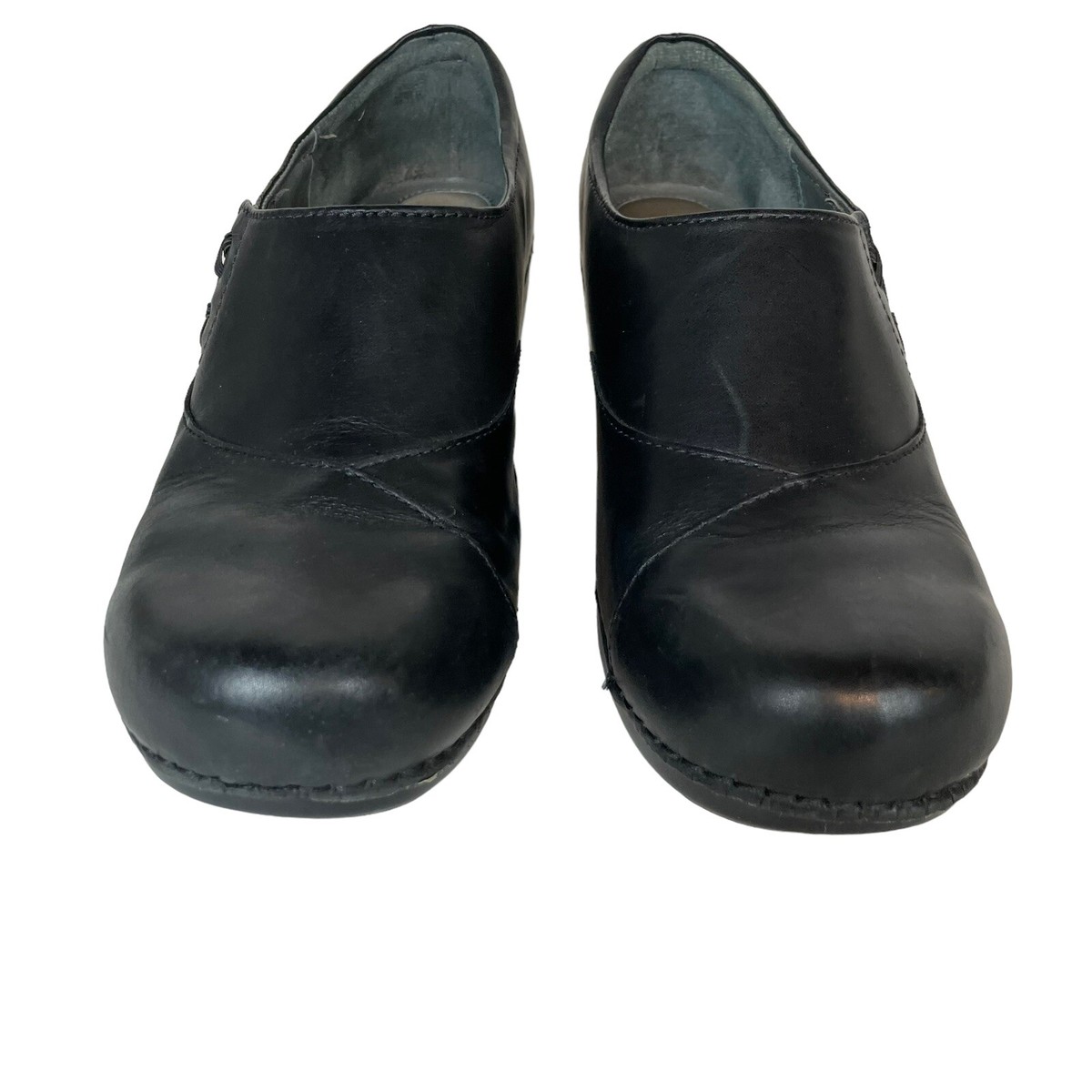 DANSKO Stacie Black Oiled Leather Clogs Slip On Work Shoes Size 41