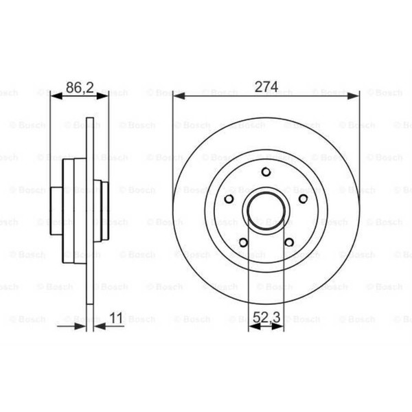 Bosch 2X Bremsscheibe Hinten 274 Voll FüR Renault Grand ScéNic Iii JZ0/1_-image