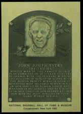Johnny Evers Rare 1981-89 Hall of Fame Plaque Metallic Card Chicago Cubs