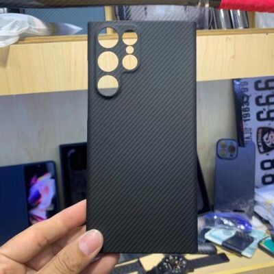 For Samsung Galaxy S22 Ultra Black Aramid Carbon Fiber Case Protective Bumper