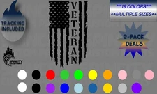 VETERAN Distressed Flag Car Window Vinyl Decal USA Truck Graohic Sticker