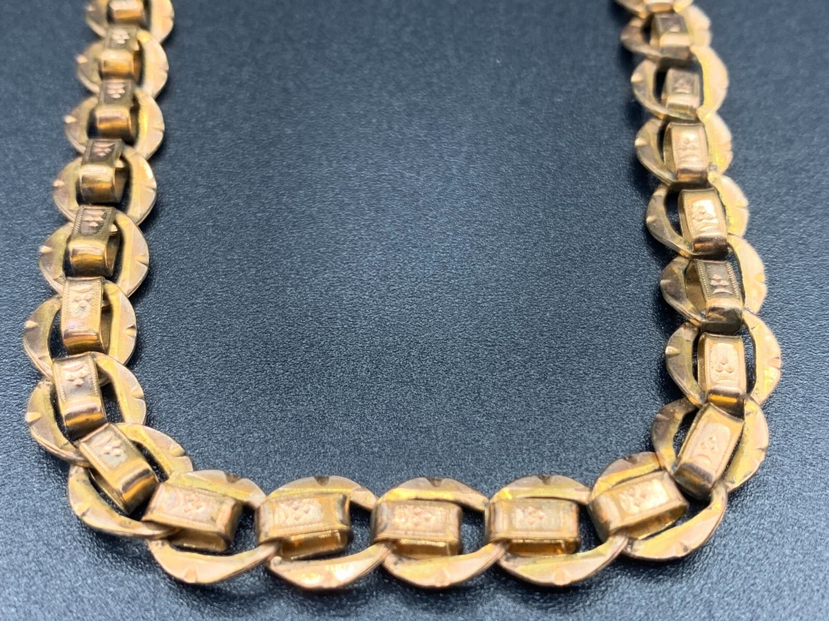 Antique KJ‎ Kolmar Jourdan  Pocket Watch Chain Double Fancy Bar Filigree 9.5\