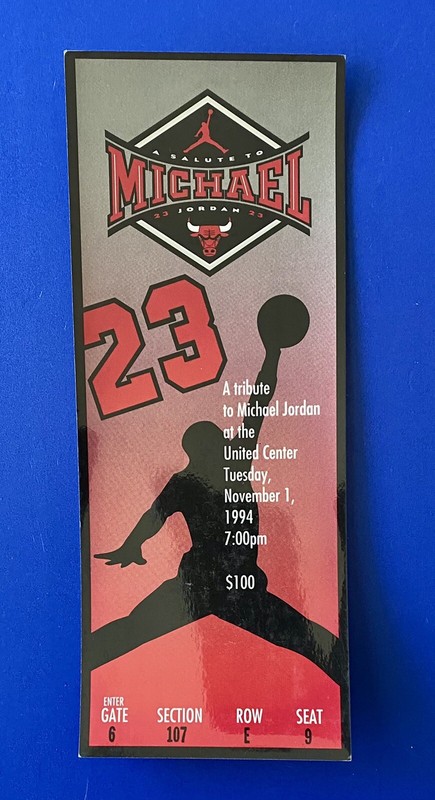 MICHAEL JORDAN A TRIBUTE TICKET NOV.1,1994  