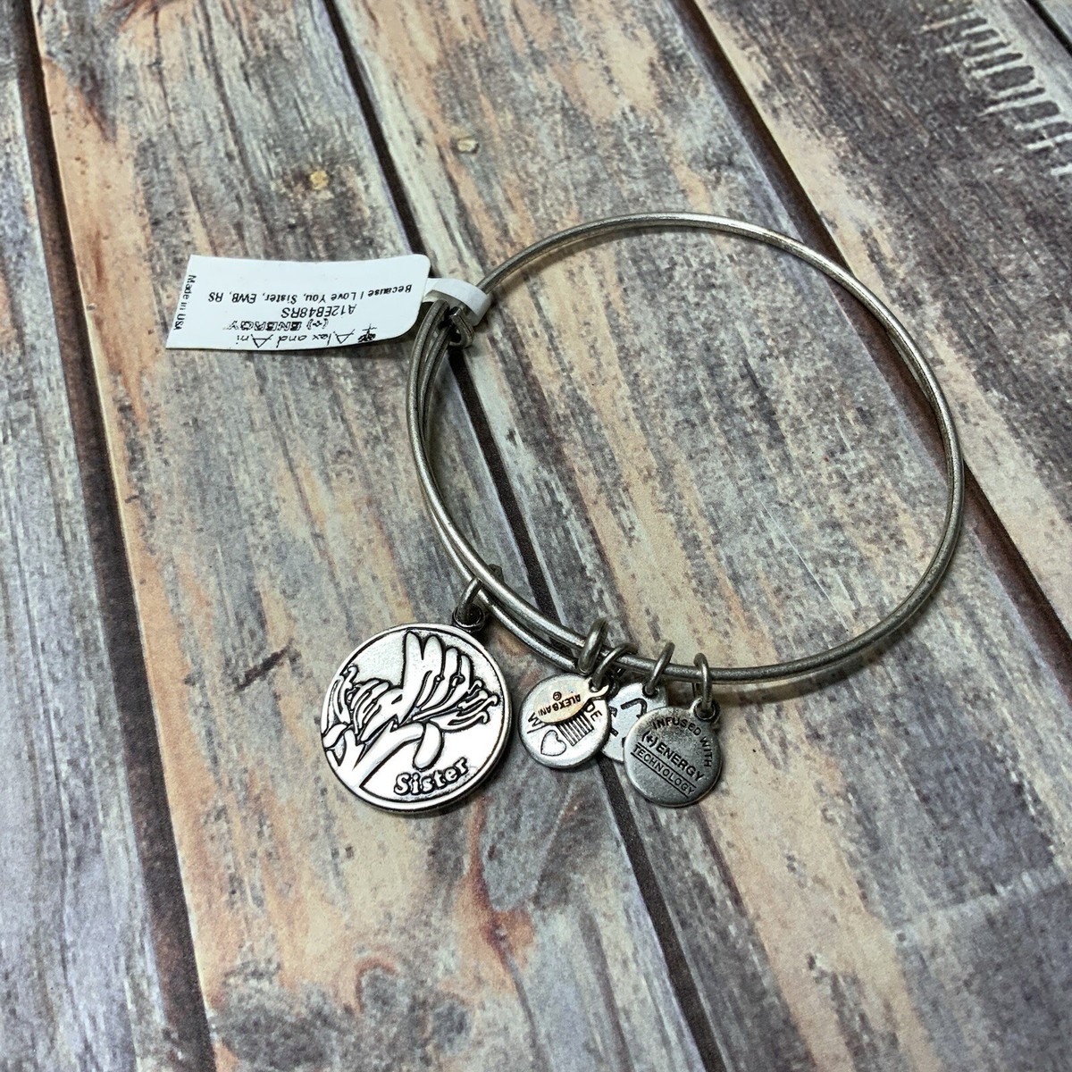 Alex and Ani because I love you sister charm bangle bracelet in