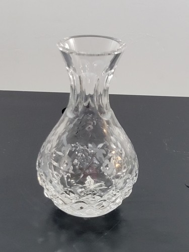 Rogaska Gallia Kristall violett Vase 4 1/2" signiert grau poliert geschliffen florales Design - Bild 4 von 10