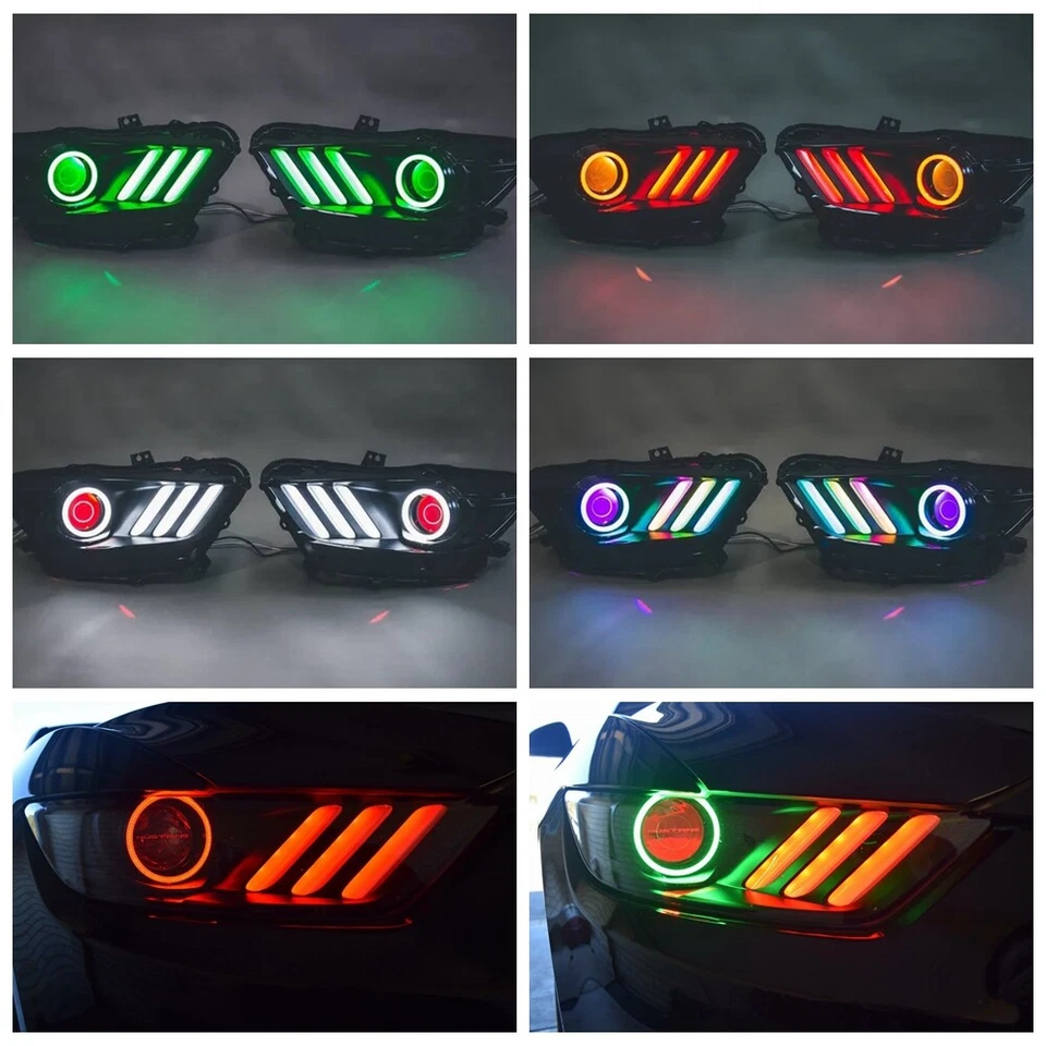 Faro RGB LED DRL Board Angel Eyes para Ford Mustang 2015-2017 APP Bluetooth Foto 2 de 4