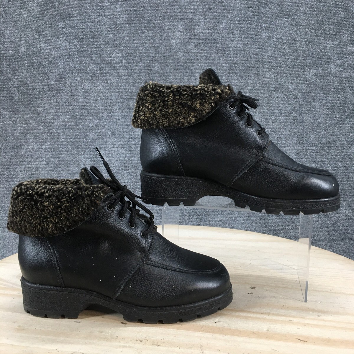 Black Lace Up Dress Boots Womens Larkspur Wool/Leather Lace-Up