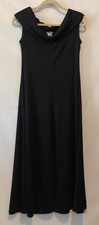 POSH PM Petite M Black Scoop Neck Collar Stretch Very Flared Midi I Knit Dress