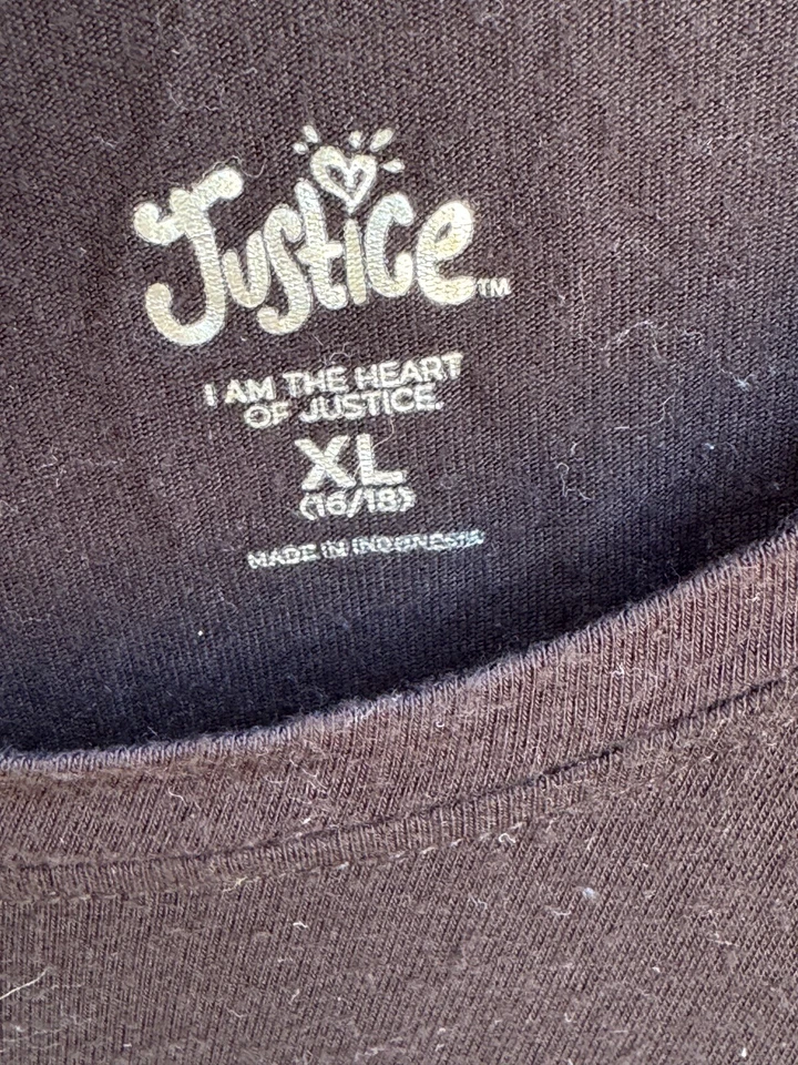 Girls’ Cute Justice Black Tee Shirt With Silver Glitter X -Large (16-18) - Image 3 of 3