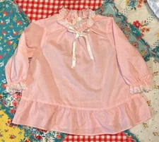 Vintage Evy of California Baby Dress USA made 12 mos 12m Pink Lace Polkadot