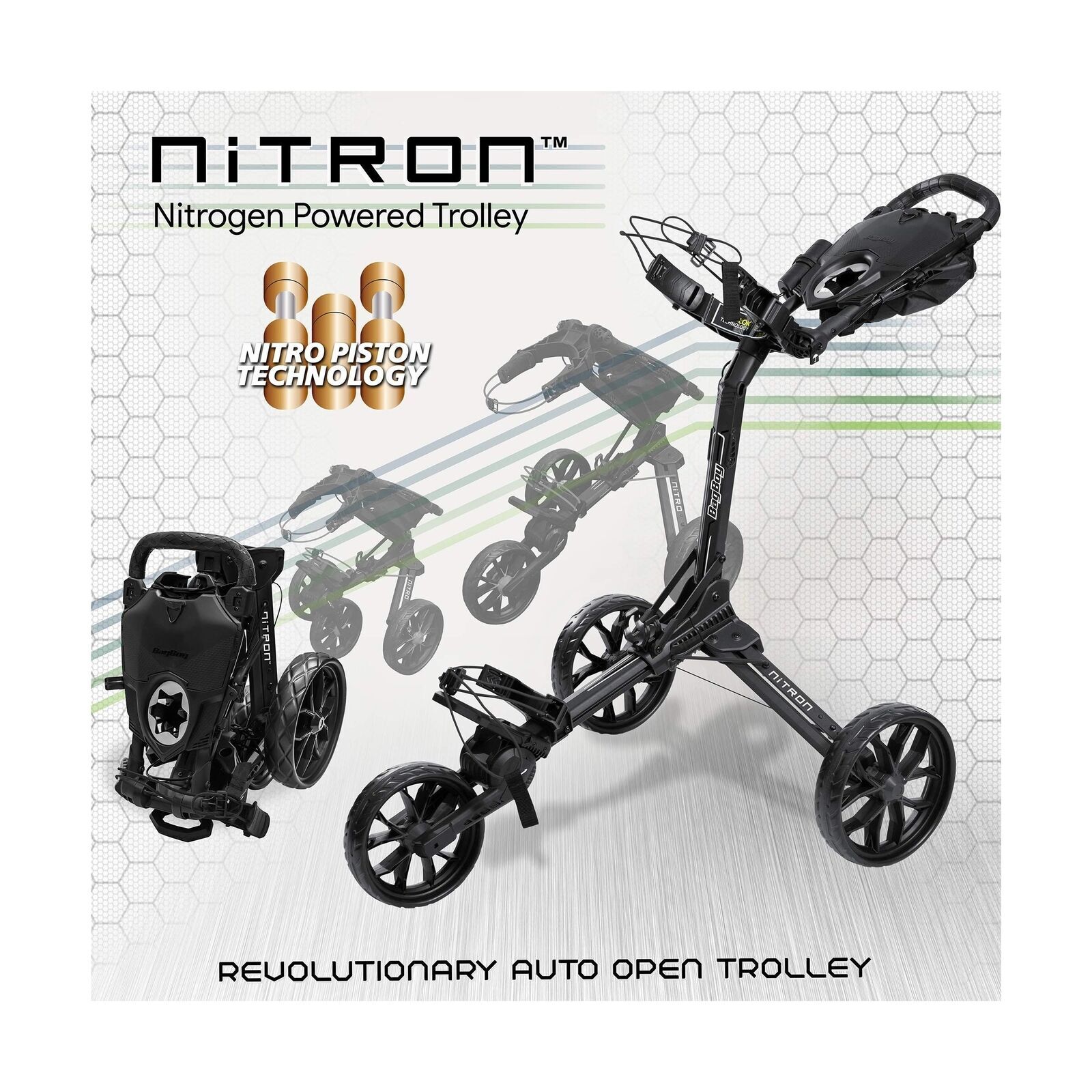 Bag Boy Nitron 3 Wheel Golf Cart , Easy 1 Step Open and Fold