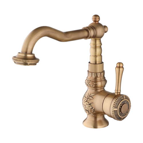 Antique Brass Vintage Brass Bathroom Basin Sink Faucet Single Lever Mixer Tap - Bild 5 von 14