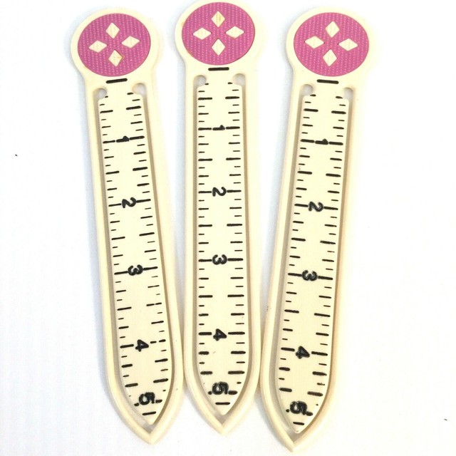 Vintage Dyno Marker Sewing Hem Rulers, 3 Pieces, Made in Spain, Pink