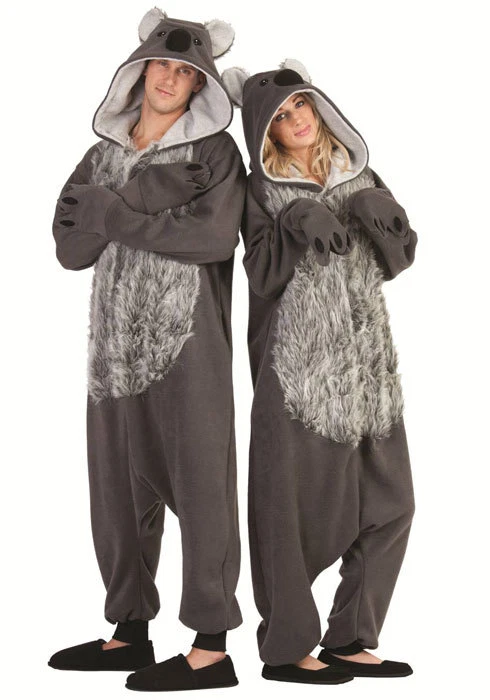 KYLIE KOALA BEAR COSTUME PAJAMAS GREY JUMPSUIT MENS WOMENS FUNSIES | eBay