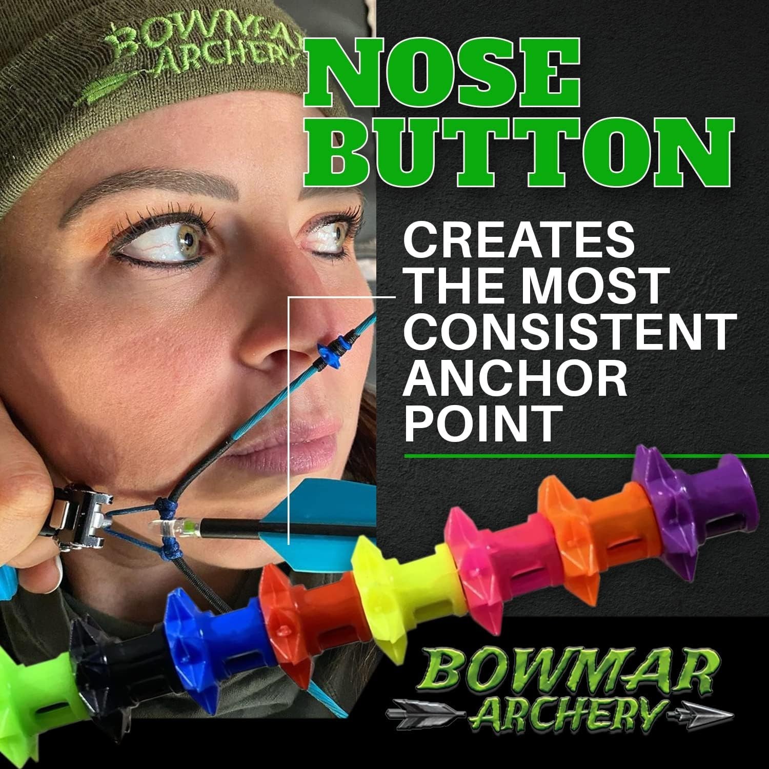 Nose Button Archery Anchor Point Lightweight Fix Two Sizes Included