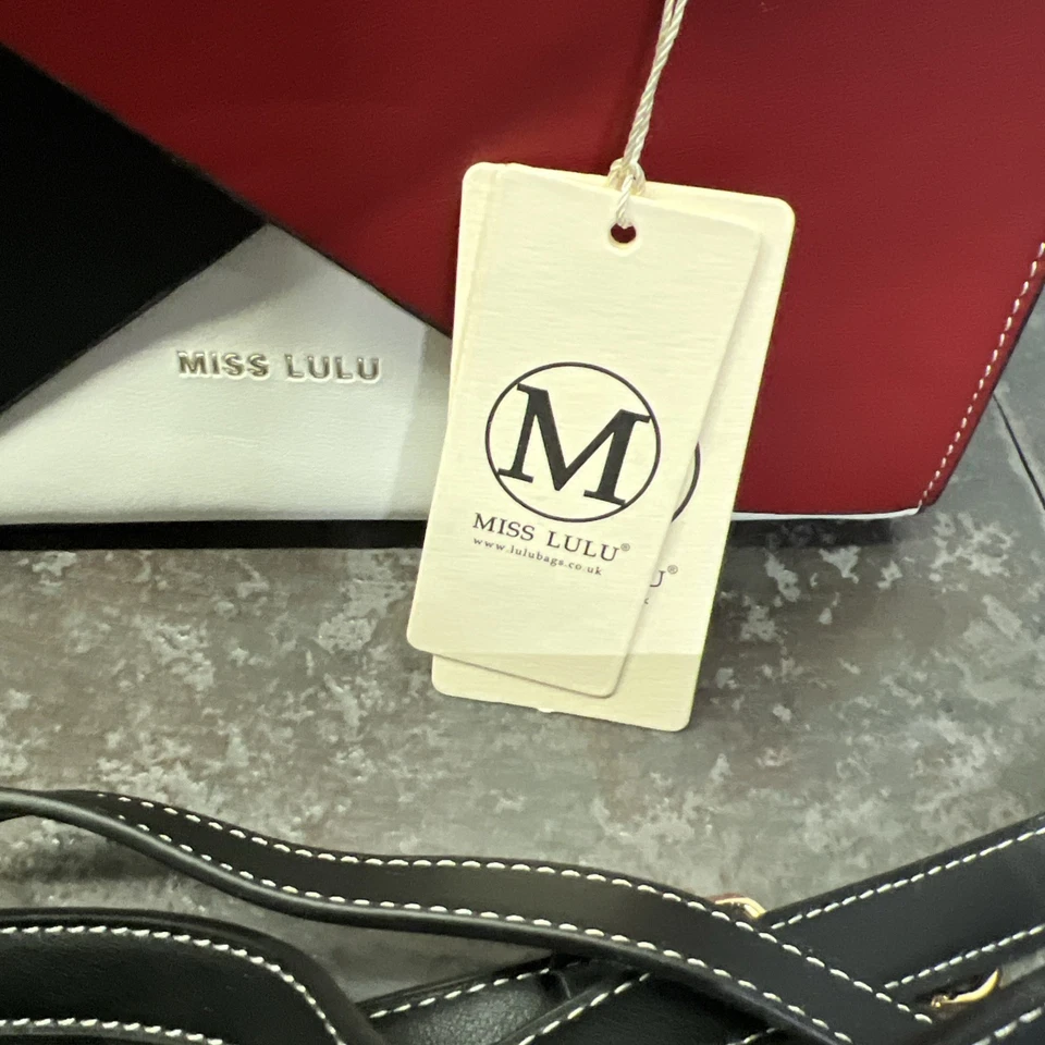 LB2008 - BOLSO BANDOLERA MISS LULU PANEL CONTRASTE - ROJO Foto 4 de 4