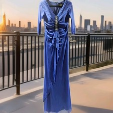 Alex Evenings Size 6 Beautiful Blue Rhinestone Embellished Formal Gown
