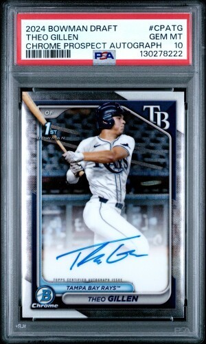 2024 Bowman Draft Chrome Theo Gillen 1st Auto PSA 10 Gem Mint Rays #CPA-TG