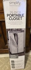 36” Clothes Closet w/ White Cover  Portable Sturdy Garment Rack Stora