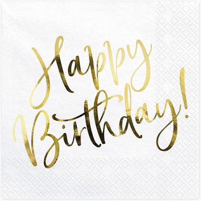 Party Deco Servietten für Geburtstag - Happy Birthday - Geburtstag mit Goldschri