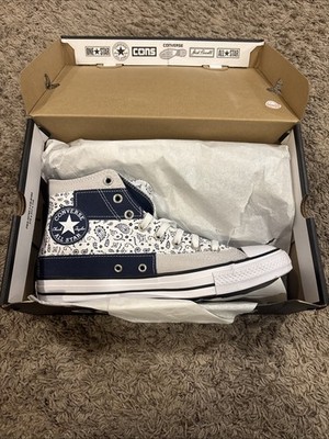 Size 10 - Converse Chuck Taylor All Star High Paisley Patchwork - Midnight...