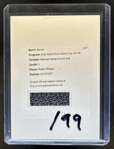 2026 Panini Prizm World Cup Kylian Mbappe National Heroes Red Auto #/99 France