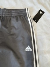 NEW Adidas Boy's Iconic Tricot Pants Dark Gray L 14-16
