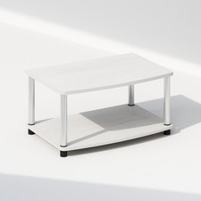 Furinno TURN-N-TUBE Printer Stand with Storage, 2-Tier Printer Table, White Oak