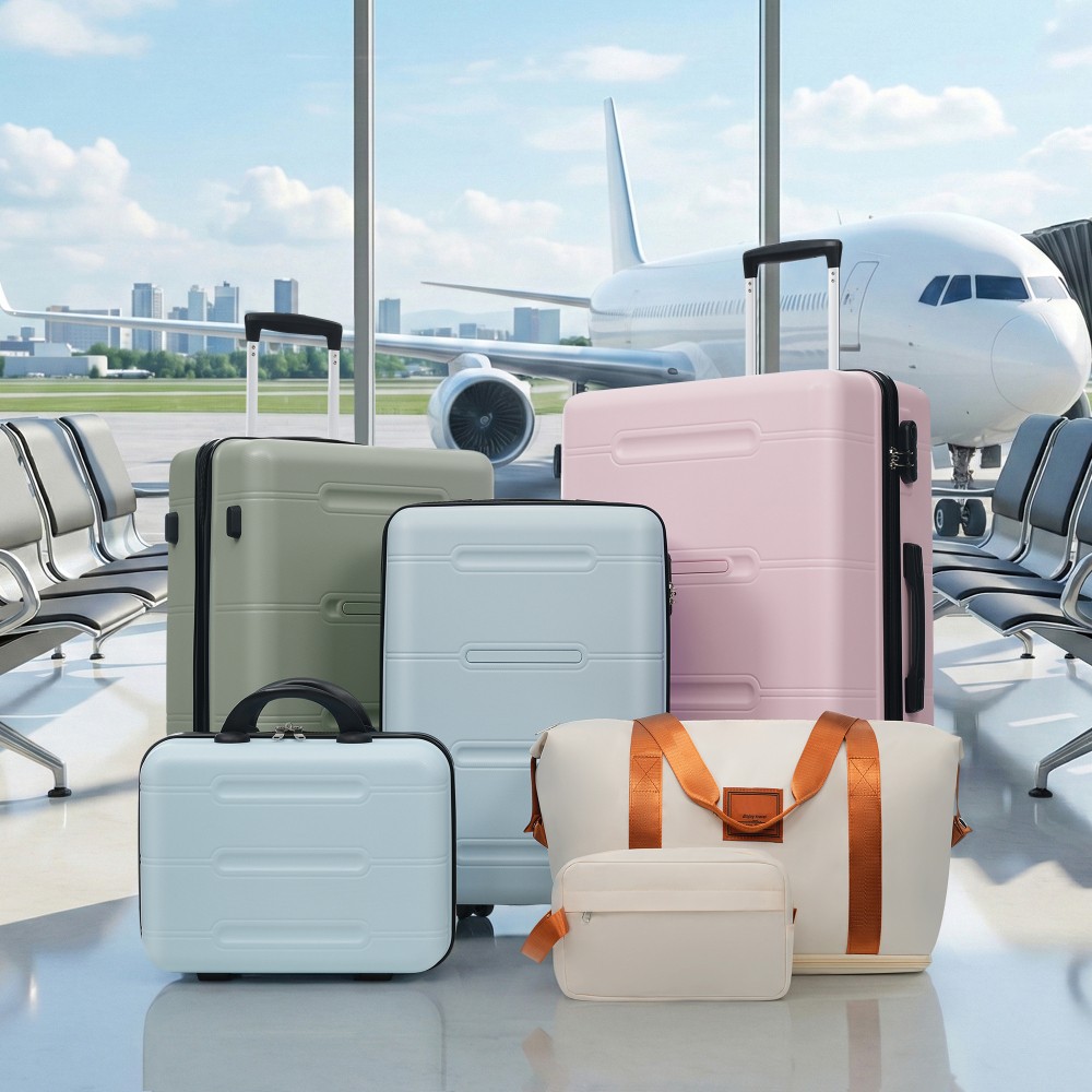 6 Piece Luggage Set,Lightweight Hardshell Suitcase with Double Spinner Wheels
