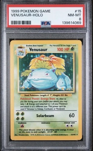 1999 Pokémon Base Set Venusaur Holo #15 - PSA 8 Near Mint