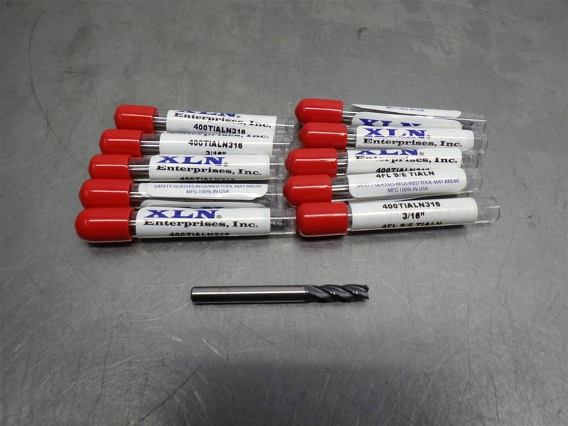 10 NEW! XLN Carbide 3/16" 4FL End Mills 3/16" SHK 400TIALN316