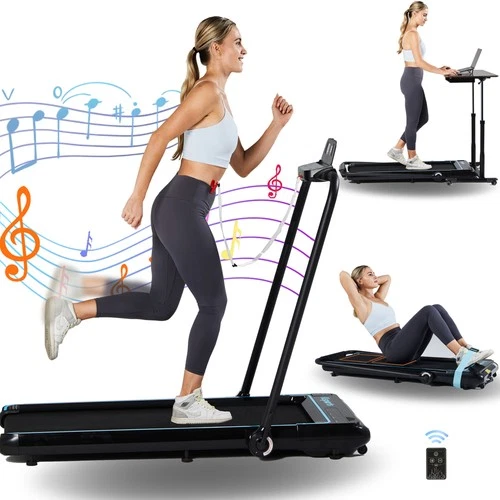 Ksports Foldable Home Treadmill, 2.5HP Under Desk Walking Pad, Black/Blue